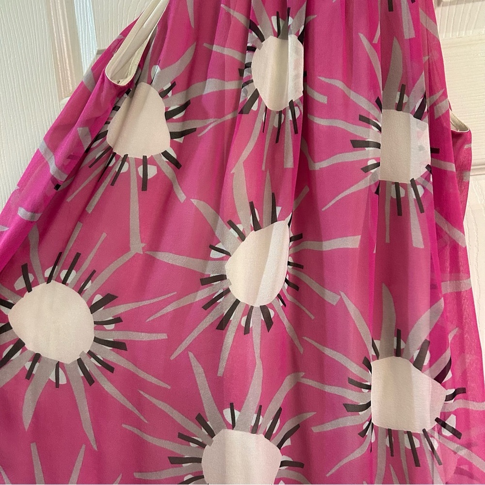 Diane von Fursetenberg Lainey Silk Pink Halter Dress Sunburst Resortwear Sz 0 - Picture 4 of 11